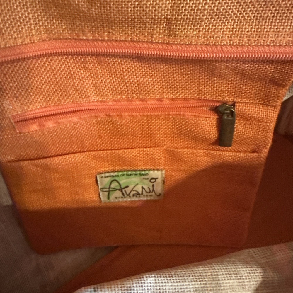 vintage multi-toned floral Orange beach tote bag Made By Avani Large - Picture 6 of 10